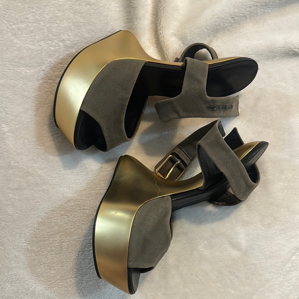 Giuseppe Zanotti Gold and Black Platform Shoes